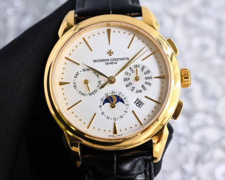 白壳 .金壳 最高端品质 江诗丹顿 Vacheron Constantin Vc 男士腕表.全新复杂日月星辰多功能腕表. 机心：搭载原装进口9100多功能自动上 - 点击图像关闭