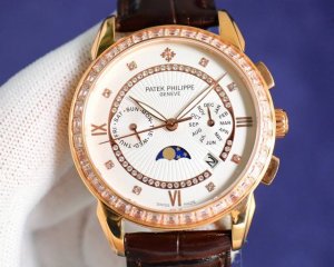 大气呈现 : 白 金枚 Pp最新款式 百达翡丽patek Philippe 搭配进口9100多功能机芯 零返修 功能 24小时,星期，星辰，月份 进口316精钢