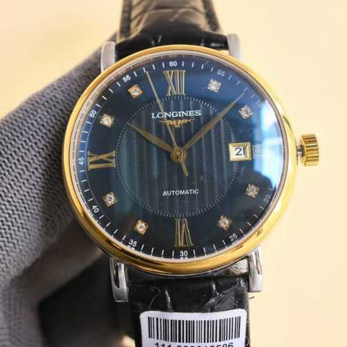 FFF金 钢10 品牌:浪琴 三针新品，商务休闲 奢华大气类型：精致男士腕表 新品 表带：真牛皮表带 舒适 361精钢表带 耐用 机芯:进口西铁城机芯 材料：蓝
