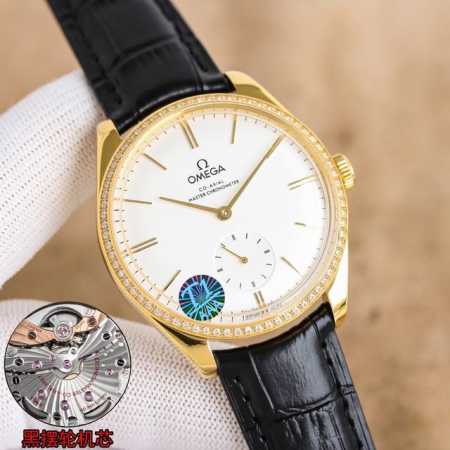 白 金 钻100 Omega 欧米茄碟飞名典小三针系列手动机械 腕表 至臻天文台表径 40毫米，购入原版开模，历时14个月，整体表壳采用原装精钢材质打造，同步原 - 点击图像关闭