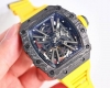 统一价： 升级v3最高版本 理查米尔 Rm12-01 一体陀飞轮腕表，材质均为碳纤维与石英纤维材质表壳，分别三种颜色款式：纯黑碳纤维、碳纤维+红色石英纤维、碳纤