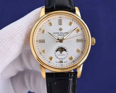 白 金 爆款又再升级 ②④百达翡丽patek Philippe男士腕表．腕表月相系列,秉持了百达翡丽的一贯传统，更唯美的结合了6字位日历与被表友热捧的日月星相， - 点击图像关闭