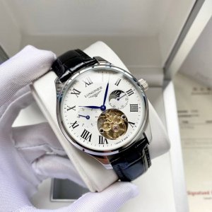 时尚风格 优雅气质 浪琴-Longines 男士腕表 全自动机械机芯 矿物强化玻璃 316L精钢表壳 真皮表带 简约设计 商务休闲 尺寸:直径42Mm 厚度12