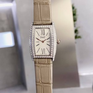 伯爵-Piaget G0A33091女士腕表，水桶形的表壳别具一格，独特的绢布表带搭配原版针扣，完美结合，尽显奢华时尚气质。原装瑞士机芯，316L精钢表壳，度1