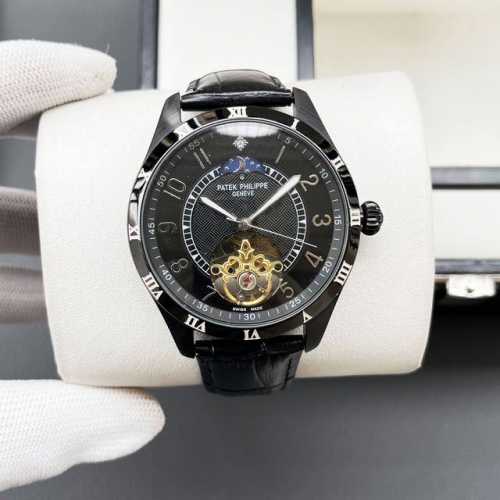 百达翡丽-Patek Philippe精品男士腕表 尊贵大气 绅士风范 高端矿物质防刮镜面玻璃 耐磨316L精钢表壳 耐磨进口小牛皮表带 全自动进口机械机芯尺寸