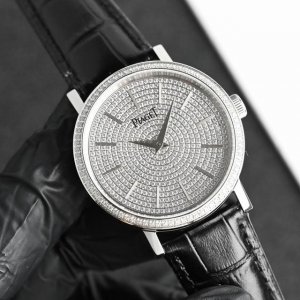 白钻 金钻 Plaget Count‘S Fine Jewels 伯爵高级珠宝腕表 18K白金材质 后镶满天星顶级T方钻石 41×11Mm表径 手动超薄透底机芯