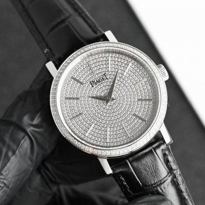 白钻 金钻 Plaget Count‘S Fine Jewels 伯爵高级珠宝腕表 18K白金材质 后镶满天星顶级T方钻石 41×11Mm表径 手动超薄透底机芯