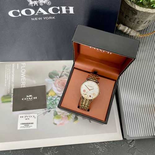 原单新款批 Coach 蔻驰Elliot系列爱心山茶花石英女士手表女表，简约无数字表盘，现代简约款，经典设计，石英机芯，型号：14504349.尺寸：36Mm，