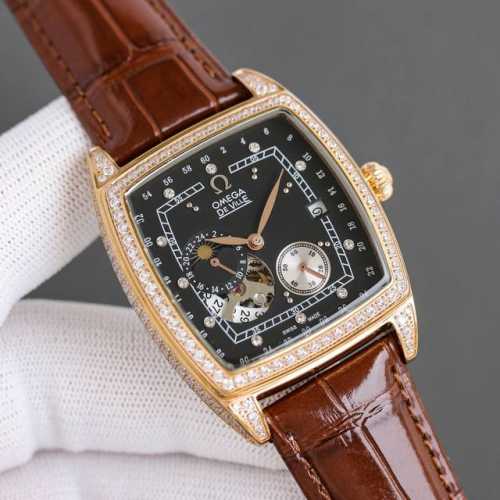 omega 欧米伽潮男潮流新品男士全满钻壕镶腕表搭载全自动8S63亚洲全自动进口机械机芯904L精钢表壳 意大利小牛皮表带超清高强度宝石镜面，品质保证 白领 坤