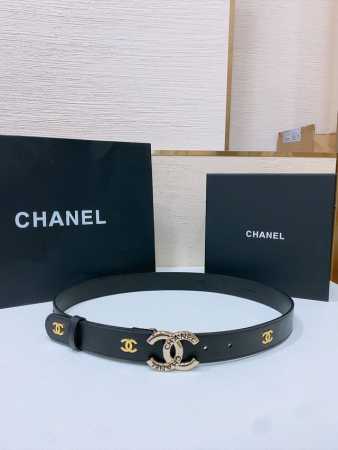 特 Chanel经典双C皮带腰带 新款Logo扣搭配进口小牛皮皮带身，质感满分，简直身春日里的点睛之笔，宽3.0Cm - 点击图像关闭