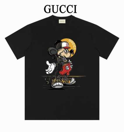 Gucci古驰 双纱纯棉270克重 新款印花短袖t恤 颜色：黑 白 码数：M L Xl 2Xl - 点击图像关闭