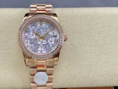 Sk Factory 女款 劳力士rolex 单历 日志型31Mm 直径 31Mm 机芯 搭载全自动机械机芯 圈口 劳力士ringcommand三角坑纹 光圈 - 点击图像关闭