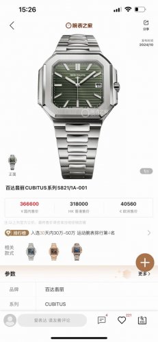 独家实拍图 百达翡丽Cubitus系列 5821 1Ar-001 Patek Philippe Swiss Movement 公价 544700