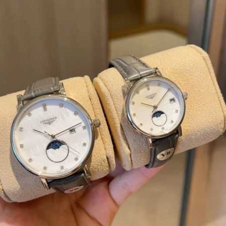 皮带：白壳 金 钢带20 2024年 最新品 真月相 七夕节最佳礼品 Longines浪琴官方博雅系列情侣腕表 见证爱奇迹时刻时尚潮流男女腕表。采用进口日本机芯 - 点击图像关闭