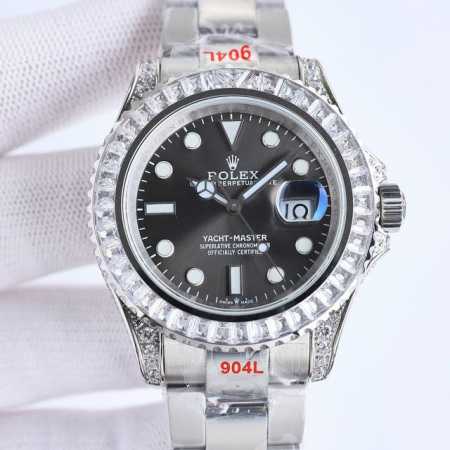 顶级复刻 劳力士 Rolex 全球限量宝石款-游艇名仕型 Yt1 美学上推迟了极限，在这款表上您可将对珠宝和瑞士腕表的喜爱合二为一。表圈、表壳都镶满施华洛世奇美 - 点击图像关闭