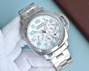 升级版 最高版本 沛纳海 动能储备日月星辰显示 意大利皇家海军指定 专用表 以精密机械及卓越品质著称 原装进口多功能9100全自动机芯 拥有 月份 星期 日期