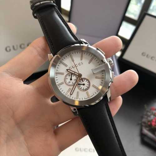 古驰 Gucci G-Chrono系列皮革男士，43*9Mm，316精钢表壳，精钢镀膜玻璃，进口多功能机芯，原装按扣，原单品质