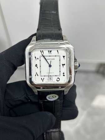 Cartier Santos Automatic Machine 卡地亚山度士系列，全自动机械表，男士腕表！ 阿拉伯数字。 - 点击图像关闭