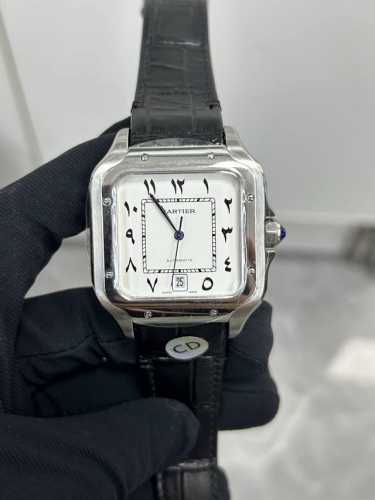 Cartier Santos Automatic Machine 卡地亚山度士系列，全自动机械表，男士腕表！ 阿拉伯数字。