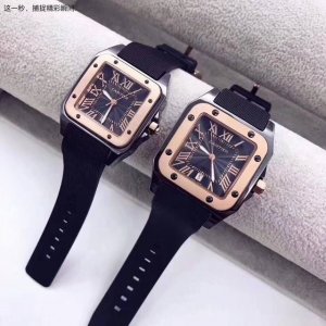 玫瑰]Cartier山度士情侣对表进口石英机芯镀膜玻璃镜面男装 39Mm 女装 34Mm