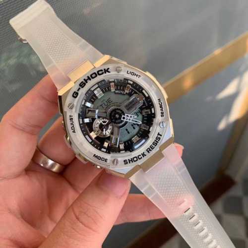 卡西欧gst-400G系列、G-Shock经典防震表盘设计、配合冲击视觉的强烈色彩、抬手自动亮灯、Lcd液晶显示盘、精确到1 0秒的秒表计速功能、防震、防磁、4