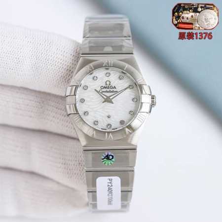 白 -金 钻+50 3S出品， 钢带包金，最高版本 原装机心 欧米伽 Omega 型号123.15.27.60.55.004。四代星座永恒经典款！ 星座系列表壳 - 点击图像关闭