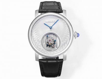 V2版 卡地亚 Cartier 1.陀飞轮颜色电镀白色，对版原装 2.客套比一代薄约1Mm 卡地亚双重神秘悬浮陀飞轮 卡地亚制表大师采用一枚经防眩处理的蓝宝石水