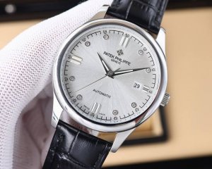 白 金 匠新之作2024推出最新款式百达翡丽patek Philippe高版本高级自动腕表！表盘，针，采用夜光设计！男士腕表简单不失大气 40Mm表径，316精