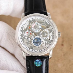 金+50 传承系列万年历腕表。型号：43 00R-9687。这款41毫米直径表款体现江诗丹顿的超卓制表复杂功能传统，其中超薄表款更是个中典范。1：搭载与正品一致