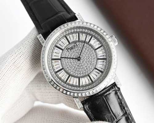 白 -金 伯爵-Piaget Plaget Count‘S Fine Jewels 伯爵高级珠宝腕表 18K白金材质 后镶满天星顶级T方钻石 41×11Mm表径