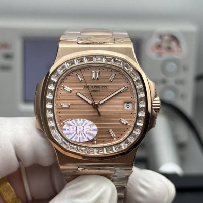 Ppf 百达翡丽 5711系列镶钻限量版鹦鹉螺 一体Cal.324全自动机芯 直径40Mm 厚度8.3超薄。