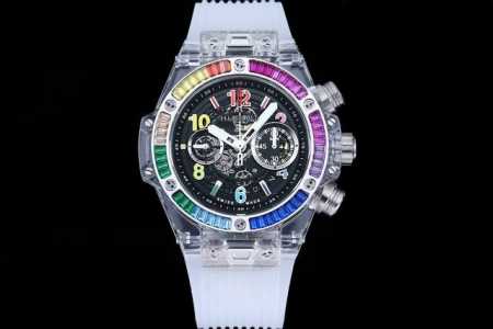 恒宝Hublot 宇舶表年度最佳复刻作品 宇舶Big Bang系列411.Jx.4802.Rt“全透明腕表” 精彩细节 1.还原正品表盘后龙飞凤舞的镂空布局，2 - 点击图像关闭