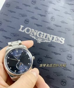 Longines浪琴 名匠系列 自动机械机芯 四针月相 男表 瑞表 蓝色表盘 精钢表壳 精钢表带