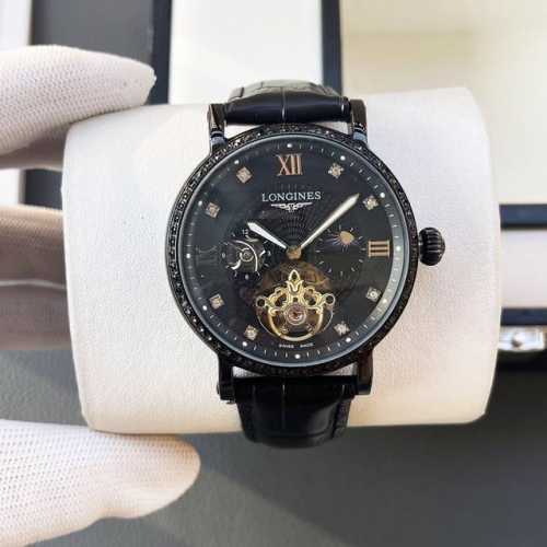 统一价格: 浪琴-Longines火爆新品 搭载全自动机械机芯 316精钢表壳 简约镂空设计 简约时尚 优雅尊贵 矿物质强化玻璃镜面 真牛皮表带 商务休闲 精致