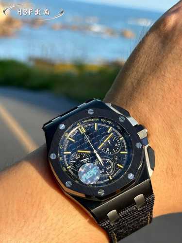 最新款爱彼，陶瓷圈口版本爱彼Audemars Piguet 皇家橡树离岸型限量多功能计时机械腕表 尺寸44Mm17Mm 圈口 圈口是与原装一致采用进口陶瓷圈口