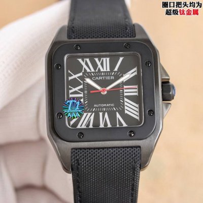 白 黑 最高品质 最新力作 市场顶级 黑武士男款上市 全新的Santos 100 Carbon腕表 型号Wsbb708088px2656 1.搭载Eta2824