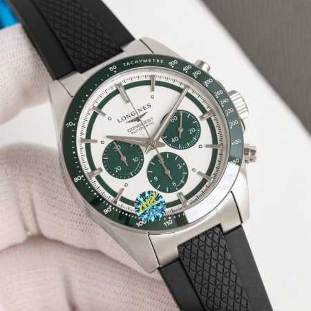 胶带 ，钢带 Tw浪琴 Longines-浪琴康卡斯悦动计时系列 浪琴熊猫眼 机芯采用丹东7750三位小秒，九位计分，六位计12时，功能全面对版，品质保证 非小 - 点击图像关闭