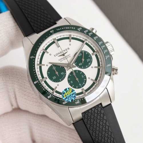 胶带 ，钢带 Tw浪琴 Longines-浪琴康卡斯悦动计时系列 浪琴熊猫眼 机芯采用丹东7750三位小秒，九位计分，六位计12时，功能全面对版，品质保证 非小