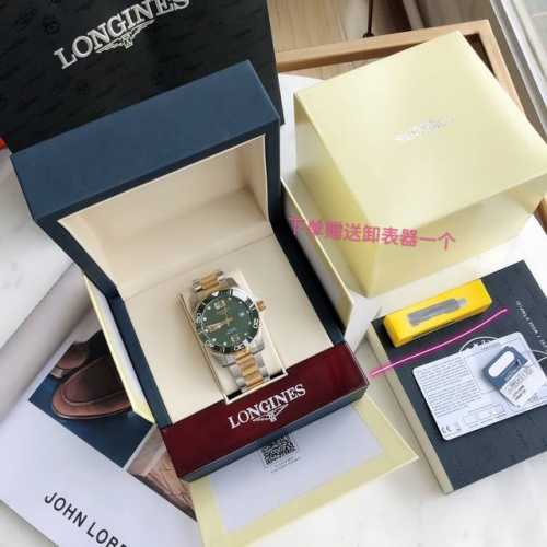 新款首发，浪琴-Longines，康卡斯潜水系列男士腕表，浪琴中的水鬼，防水达300米，表径41Mm，自动机械表eta -W200机芯，腕表使用精钢表壳，黑色表