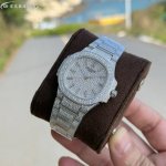 gr-重金打造经典时计 百达翡丽7021女士鹦鹉螺 满钻限量款 少量到货 限量供应 全身采用八心八箭天然奥宝水钻 赠送价值 旅行便捷定制手表表盒 腕表:定制90