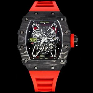 richard Mille 理查米尔 Rm35-02 碳纤维系列 我们每一只壳全部是手工制作纹路，每一只壳纹路全部不同！！！特点：1:此复刻版表壳和底盖釆用高密