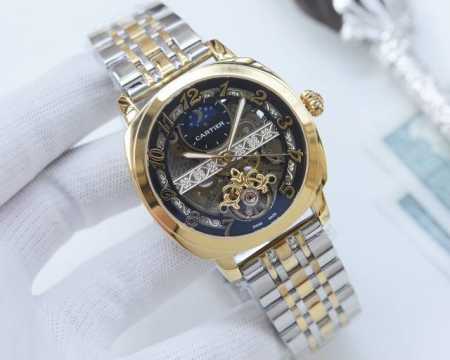 尊享价： 品牌：卡地亚-Cartier 类型：男士腕表 壳套：顶级版316精钢l 表带：进口小牛皮表带 机芯：全自动进口机械机芯 镜面：矿物质防刮镜面玻璃 尺寸 - 点击图像关闭