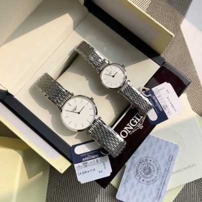 浪琴-Longines嘉岚系列 ，瑞士石英 超薄型情侣对表 ，天然贝母表盘，316L精钢壳套 蓝宝石水晶镜面 防水 经典时尚 ，大号直径34Mm 小号直径24.