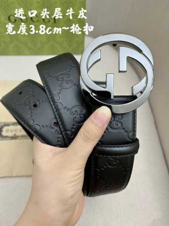 特 Gucci.古驰 全套包装 3.8Cm进口小牛皮压花, 专柜正品1:1完美复刻. 原版底皮, 采用热压印技术的Gucci Signature皮革精制而成，触 - 点击图像关闭