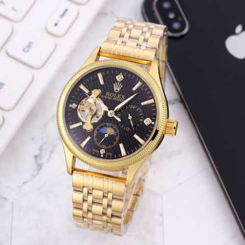 钢： ，皮： ，劳力士一Rolex九飞轮全自动日月星辰机械，6字位白天走时 太阳 晚上走时 月亮 [月亮]蕴含最优质的材料与一丝不苟的工艺！超强矿物质玻璃，真空