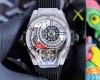 宝 Hublot 魔兽Mp系列909.Nx.1120.Rx.1704 抛光金属壳套 人工镶嵌207颗锆石 阳极化处理红色铝质下部结构附6颗H形金属螺丝 搭载原装