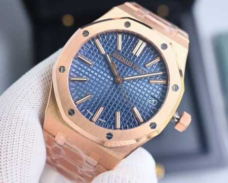 白 -金 新版爱彼41Mm48色可选 50周年纪念款15510系列最高版 市场上唯一和原版配件通用互换版本，表盘“大网格纹”装饰图案“搭配白金立体夜光时标 和新 - 点击图像关闭