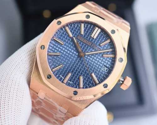 白 -金 新版爱彼41Mm48色可选 50周年纪念款15510系列最高版 市场上唯一和原版配件通用互换版本，表盘“大网格纹”装饰图案“搭配白金立体夜光时标 和新