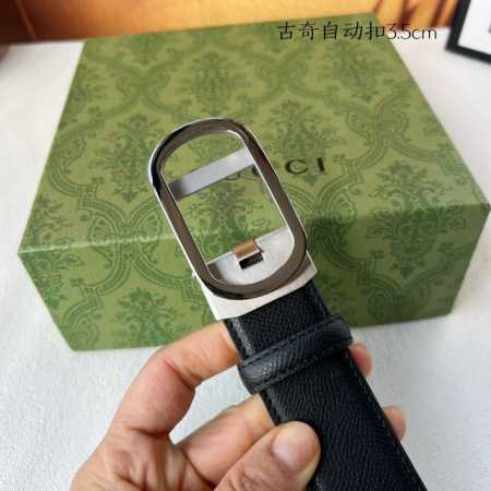 特 品牌： 古奇 新款进口小牛皮，手感细腻柔软。搭配纯钢自动精品钢扣，男士必备！宽度：3.5Cm - 点击图像关闭