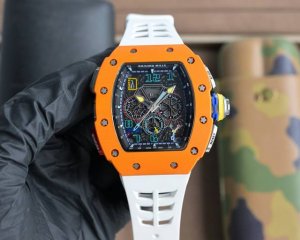 2410理查德 米勒 Richardmille Rm碳纤维壳全自动机械机芯 40X50X16Mm 蓝光镜面 独特镂空表盘 夜光表盘指针 橡胶或尼龙表带/折叠扣